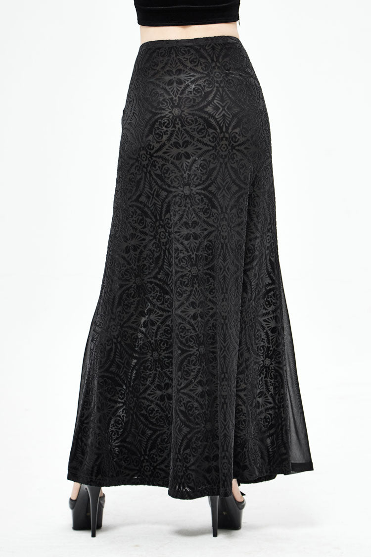 Black High Waisted Jacquard Lace Women's Punk Skirt - Product - 5