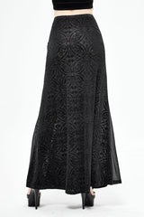 Black High Waisted Jacquard Lace Women's Punk Skirt - Product - 5