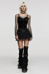Black Panel Lace Decoration Women's Gothic Leg Covers - Product - 3