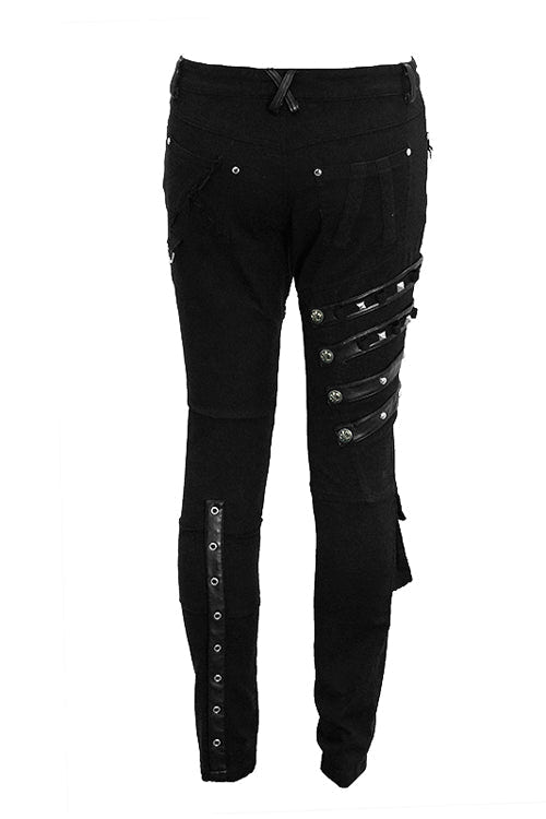 Black Punk Heavy Metal Lace Up With Loops Mens Pants - Product - 4