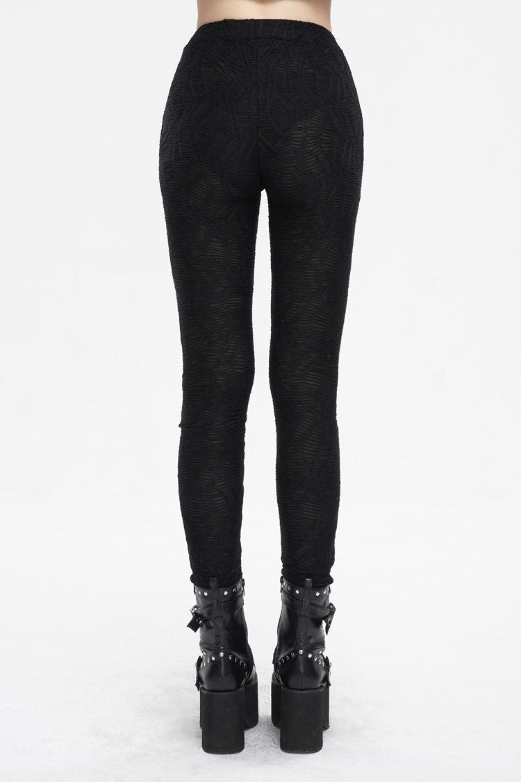 Black Strappy Mesh Splice Ruched Women's Punk Leggings - Product - 5