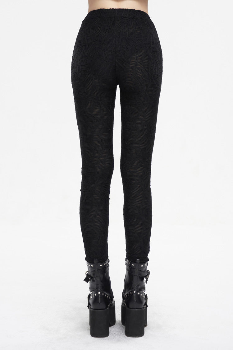 Black Strappy Mesh Splice Ruched Women's Punk Leggings - Product - 5