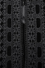 Black Long Puff Sleeves Floral Embroidery Women's Gothic Coat - Product - 8