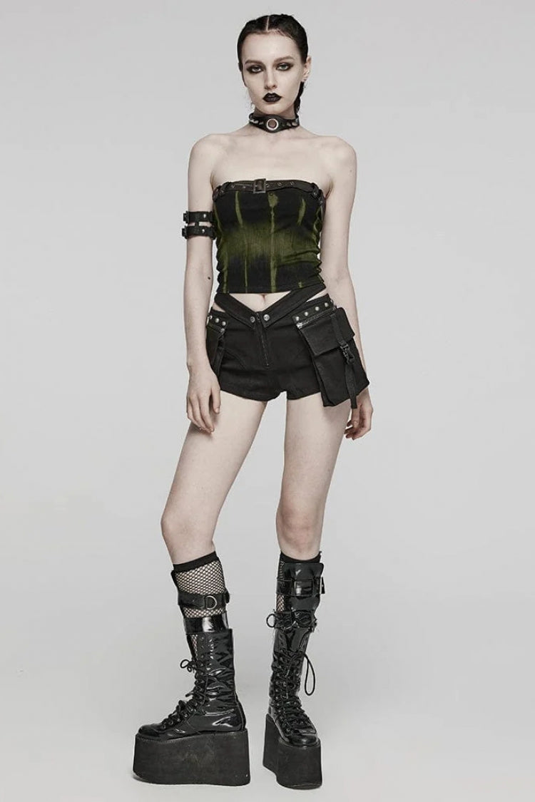 Simple Adjustable Bust Strap Sleeveless Print Womens Steampunk Corset 2 Colors - Product - 12