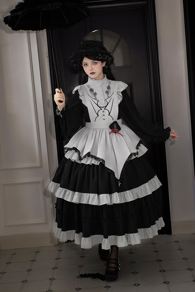 [Castle Night] Long Sleeves Ruffle Embroidery Gothic Lolita Dress 2 Colors - Product - 12