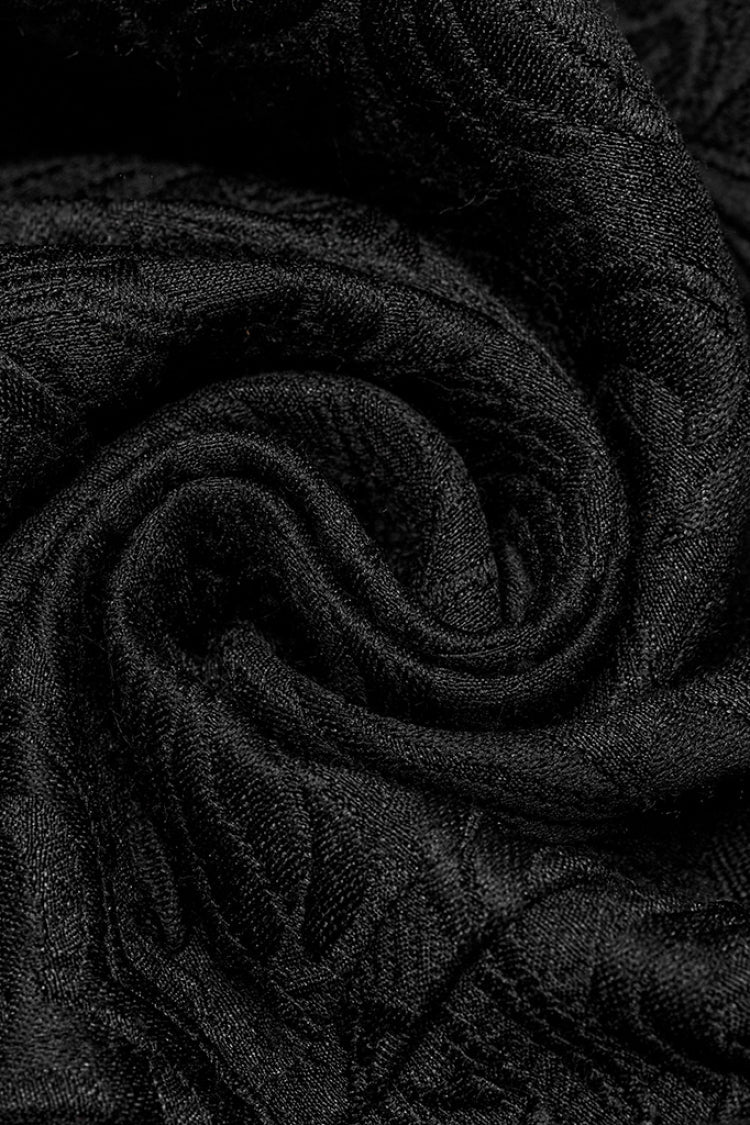 Black Lapel Collar Jacquard Slim Men's Gothic Vest - Product - 11