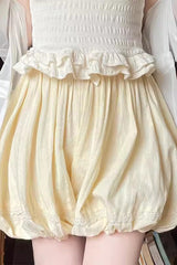 Light Yellow High Waisted Bowknot Sweet Lolita Leggings - Product - 6