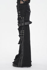 Black Faux Leather Splice Men's Punk Flared Pants - Product - 4