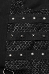 Cracked Leather Stitching Metal Rivet Decoration Mesh Men's Steampunk Pants 2 Colors - Product - 5