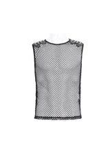 Black Round Collar Mesh Men's Gothic Vest - Product - 5