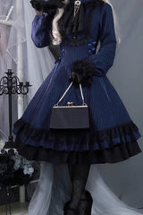 Point Manor Solid Color Stand Collar Long Sleeves Multi-layer Ruffle Gothic Lolita Dress 5 Colors - Product - 21