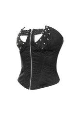 Black Lace Up Studded Overbust Women's Punk Corset - Product - 9