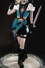 Blue/Green [Traveler’s Outfit] Print Embroidery Hooded Ouji Fashion Sweet Handsome Lolita Set - Product - 10
