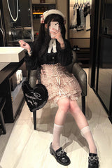 [Rose Palpitations] High Waisted Ruffle Lace Sweet Jirai Kei Skirt 4 Colors - Product - 7