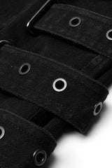 Black Buckle Zipper Men's Gothic Fitted Pants - Product - 8