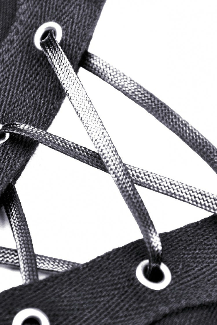 Black Lace-Up Buckled Strappy Women's Gothic Punk Bustier with Belt - Product - 13