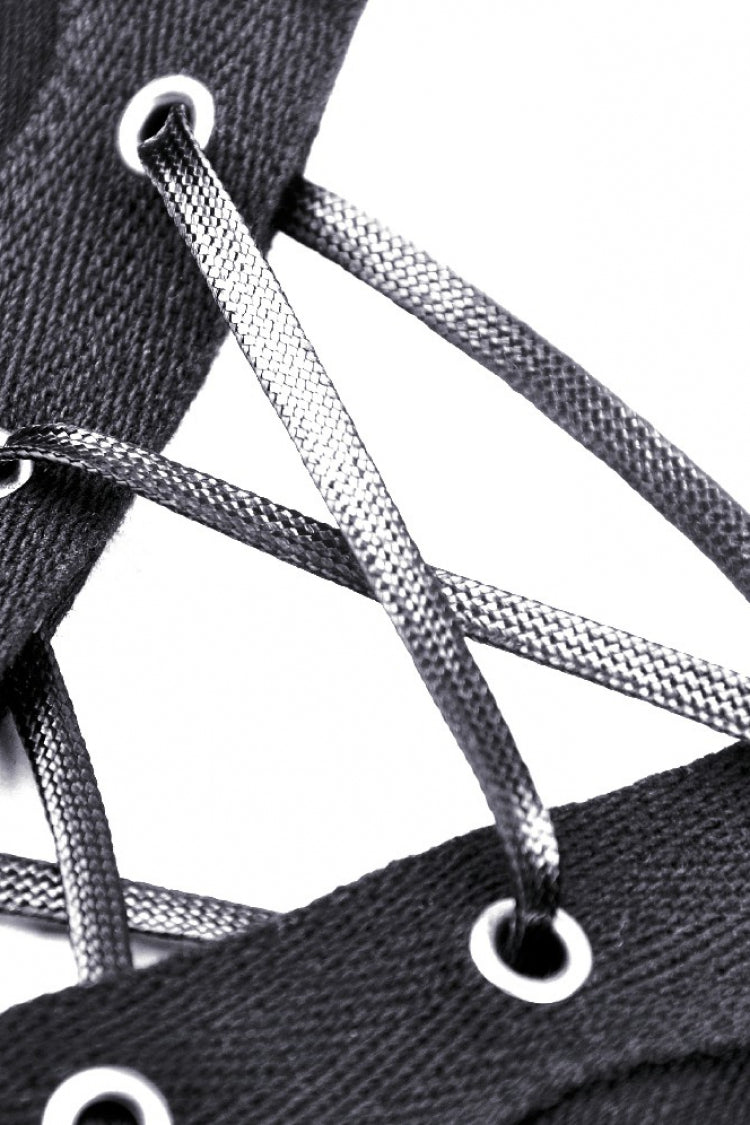 Black Lace-Up Buckled Strappy Women's Gothic Punk Bustier with Belt - Product - 13