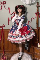 Mint Strawberry Dessert Doll Collar Short Sleeves Print Ruffle Bowknot Sweet Lolita Dress 4 Colors - Product - 13