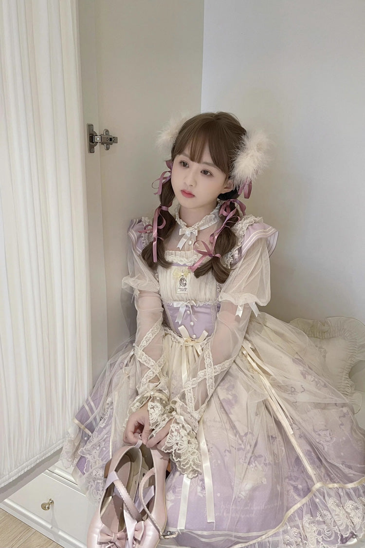 Dream Doll Ballet Rabbit Print Sweet Lolita Jsk Dress 2 Colors - Product - 15