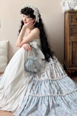 Light Blue Shell Print Cardigan Bowknot Elegant Princess Lolita Jsk Dress - Product - 5
