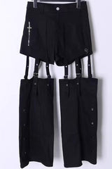 Black Gothic Jirai Kei Japanese Detachable Leg Shorts Set - Product - 5