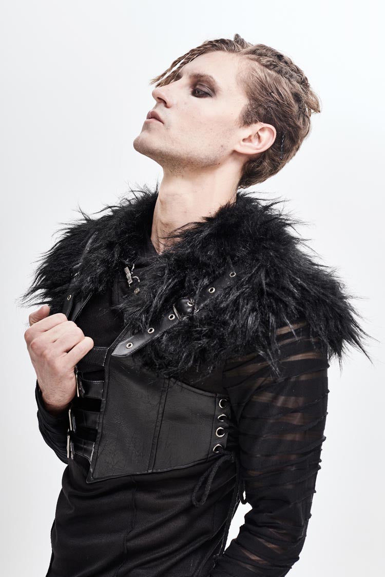 Black Lace-Up Mens Steampunk Vest - Product - 3