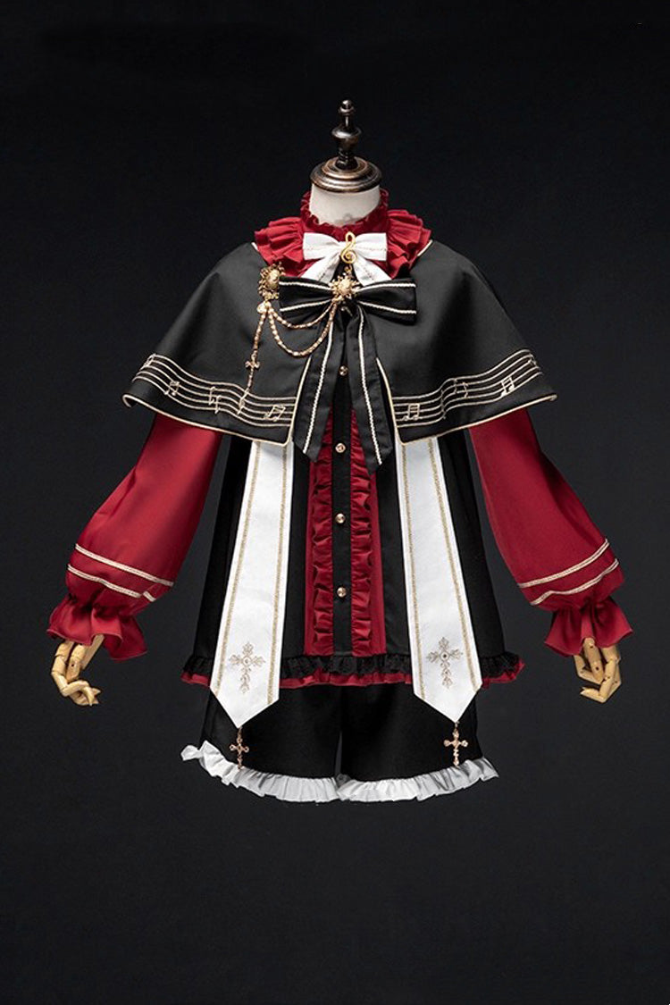Black/Red [The Choir of The Church] Ouji Fashion Gothic Prince Lolita Set (Younger Brother Version) - Product - 2