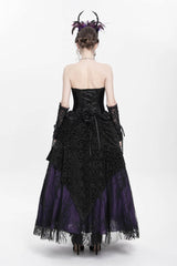 Black/Purple Floral Embroidered Beaded Women's Gothic Long Skirt - Product - 10