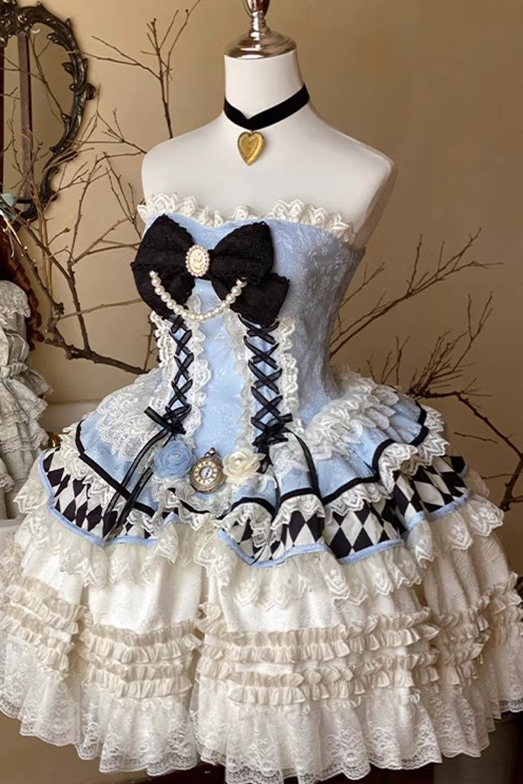 Princess Coronation Multi-layer Ruffle Bowknot Slim Romantic Sweet Lolita Dress 2 Colors - Product - 4