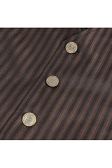 Brown Striped V Collar Stitching Slim Men's Gothic Vest - Product - 7
