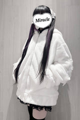 [Sleepy Bear Fluffy] Bear Ears Long Sleeves Bow Lace-Up Hooded Zippered Sweet Jirai Kei Japanese Coat - Product - 8