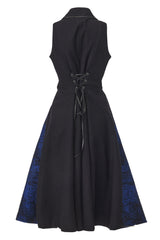 Black [The Mystery of Silence] Lapel Collar Sleeveless Open-Front Zippered Classic Vintage Elegant Prince Ouji Lolita Long Coat - Product - 3