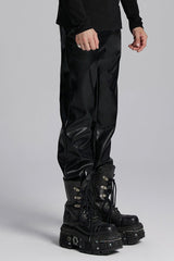 Black Print Men's Punk Leather Pants - Product - 2