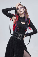 Black Bone Printed Strappy Zipper Women's Gothic Cape - Product - 3