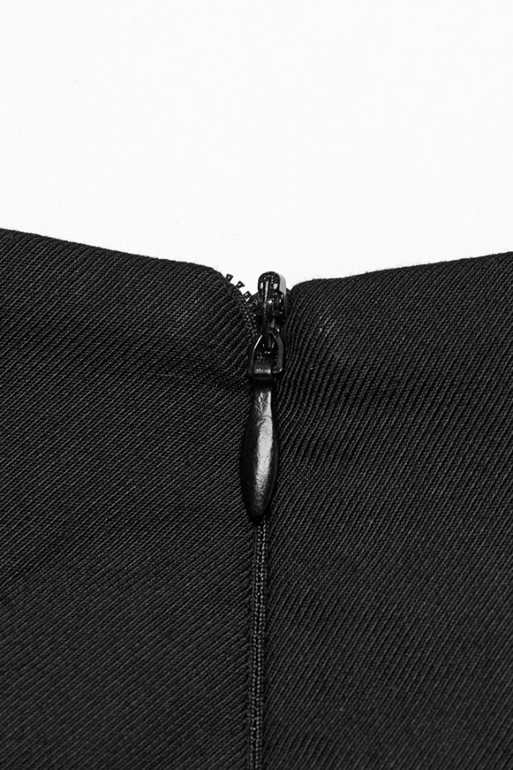 Black Skull Ruffle Buckle Women's Punk Pleated Skirt - Product - 7