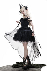 Black [Black Swan's Prayer] Sleeveless Ruffle Bowknot Gothic Ballet Lolita Jsk Dress - Product - 15