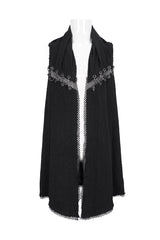 Black Aluminum Chain Stitching Design Distressed Cotton Linen All Seasons Men's Punk Vest - Product - 7