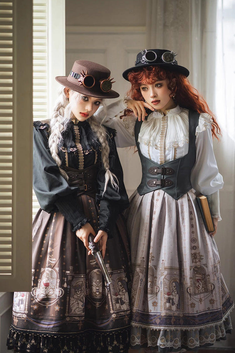 Demon Hunting Notes Print Ruffle Sweet Elegant Lolita Skirt 2 Colors - Product - 9