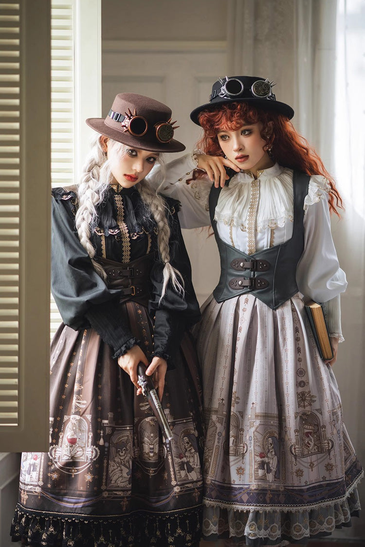 Demon Hunting Notes Print Ruffle Sweet Elegant Lolita Skirt 2 Colors - Product - 9
