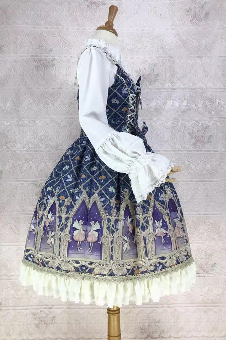 Dream Elf Print Ruffle Bowknot Sweet Lolita Jsk Dress 6 Colors - Product - 12