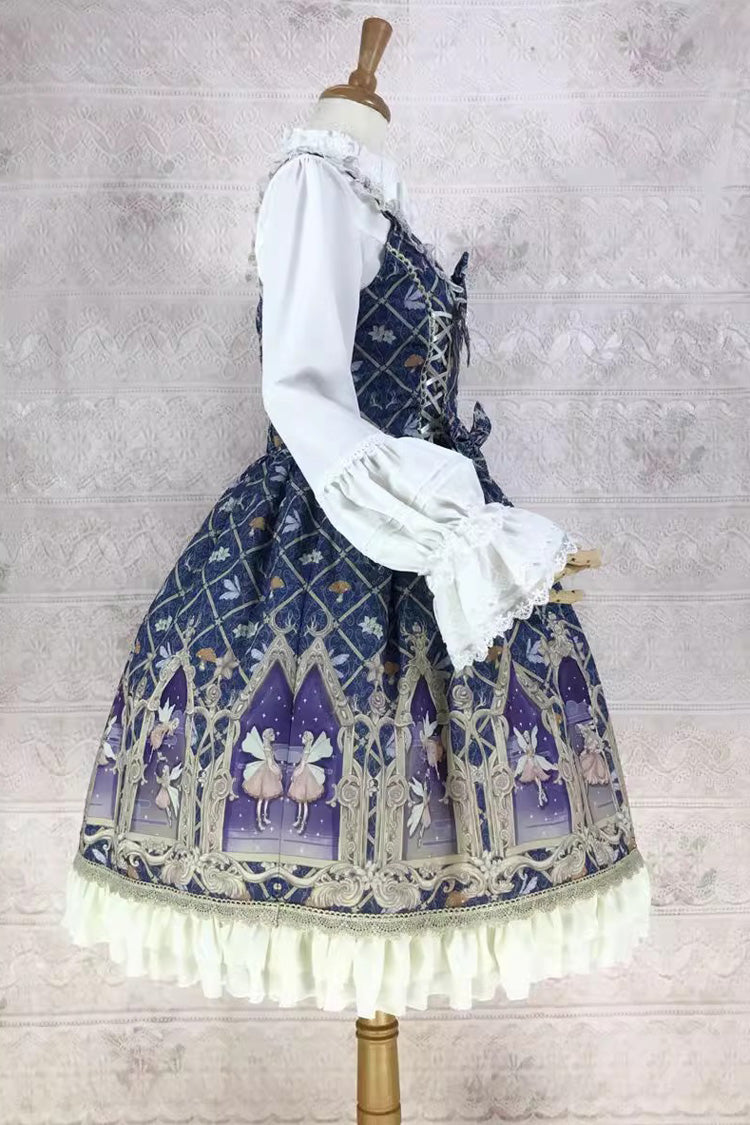 Dream Elf Print Ruffle Bowknot Sweet Lolita Jsk Dress 6 Colors - Product - 12