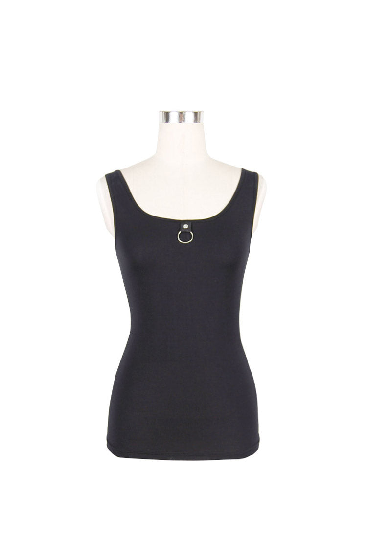 Black Lace Up Back Heart Shaped Hollow Knitting Chain Women's Punk Vest - Product - 5