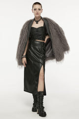Black Square Collar Faux Leather Women's Punk Vest - Product - 4