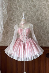 Pink Sleeveless Ruffle Bowknot Sweet Princess Fish Bone Bridesmaid Lolita Jsk Dress - Product - 2