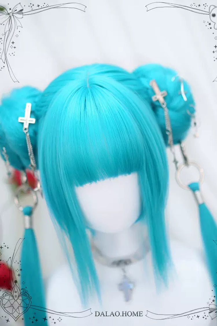 Green Sweet Lolita Marble Head With Ponytail Wigs - Product - 3