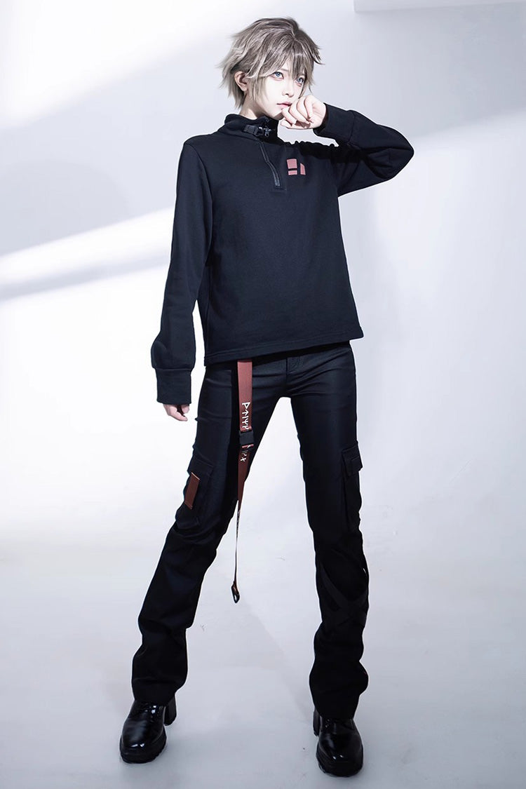 Black Unmarked Blade Gothic Handsome Ouji Lolita Long Pants - Product - 7