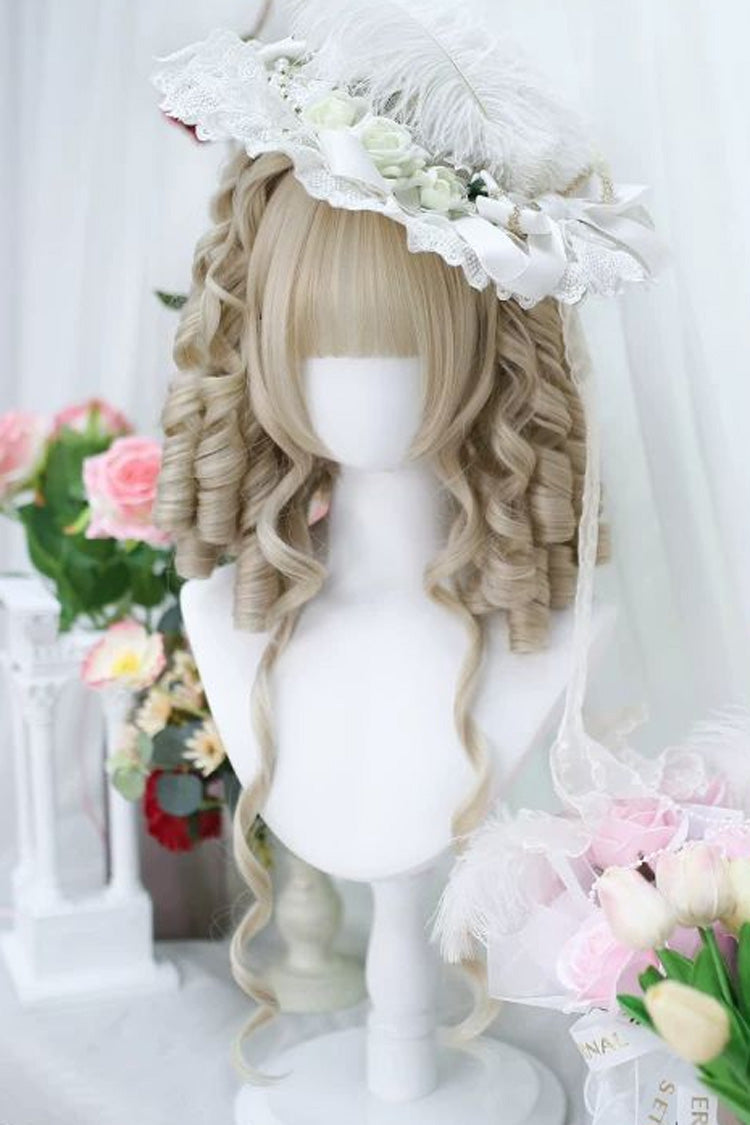 Bleached Walnut Blonde Sweet Lolita Roman Curls Pigtails Wig Set - Product - 2