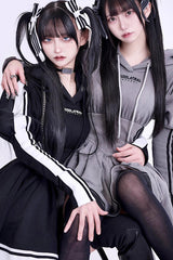Japanese Long Sleeves Ruffle Bowknot Punk Jirai Kei Sweater Dress 3 Colors - Product - 3
