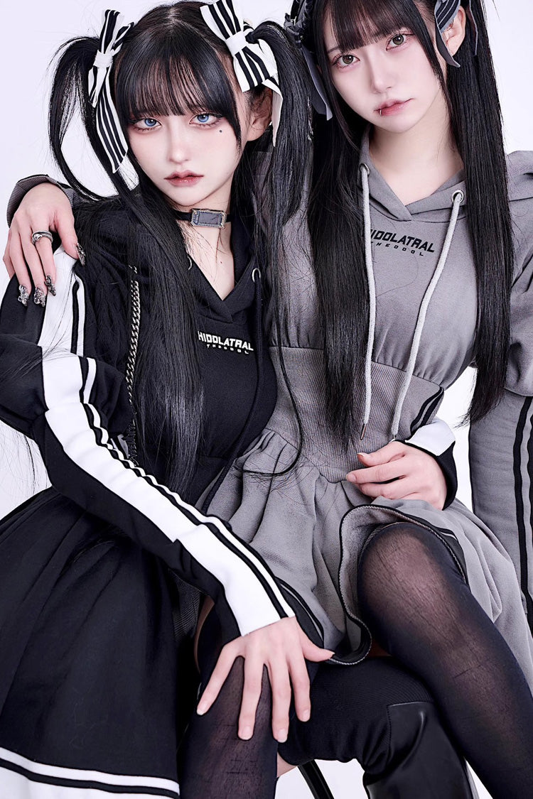 Japanese Long Sleeves Ruffle Bowknot Punk Jirai Kei Sweater Dress 3 Colors - Product - 3