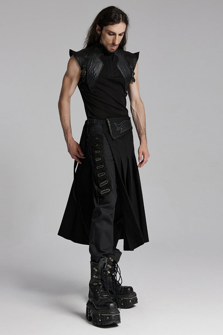 Black Buckle Men's Punk Skirt - Product - 4